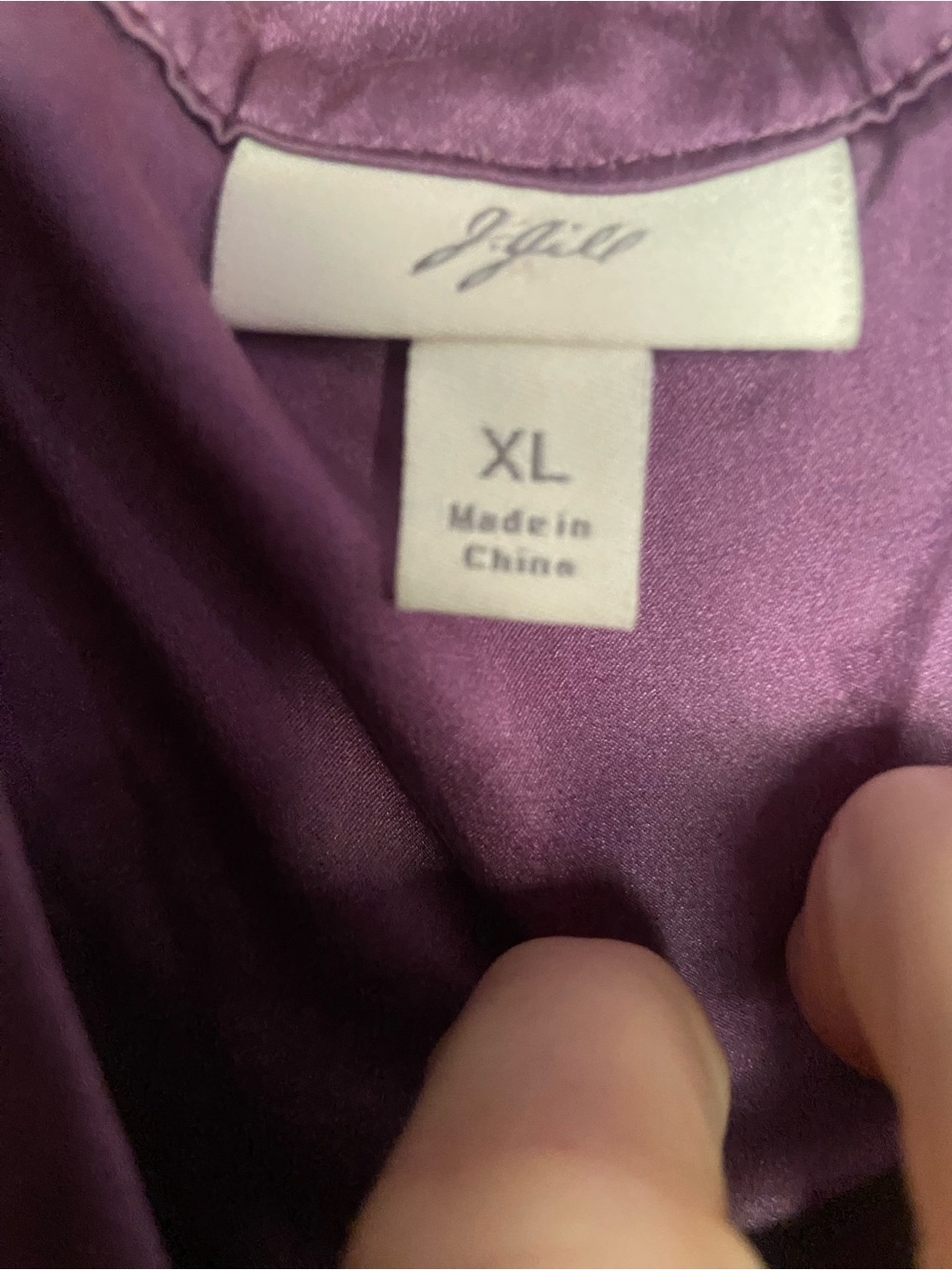 J. Jill Plum Velvet V-Neck Long Sleeve Blouse - Picture 2 of 6